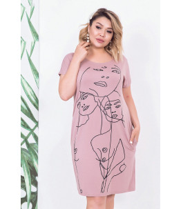 Розовое летнее платье с карманами большого размера Арт. 1068