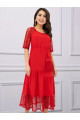 Летнее красное платье большого размера с кармашком Арт. 1158