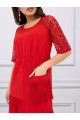 Летнее красное платье большого размера с кармашком Арт. 1158