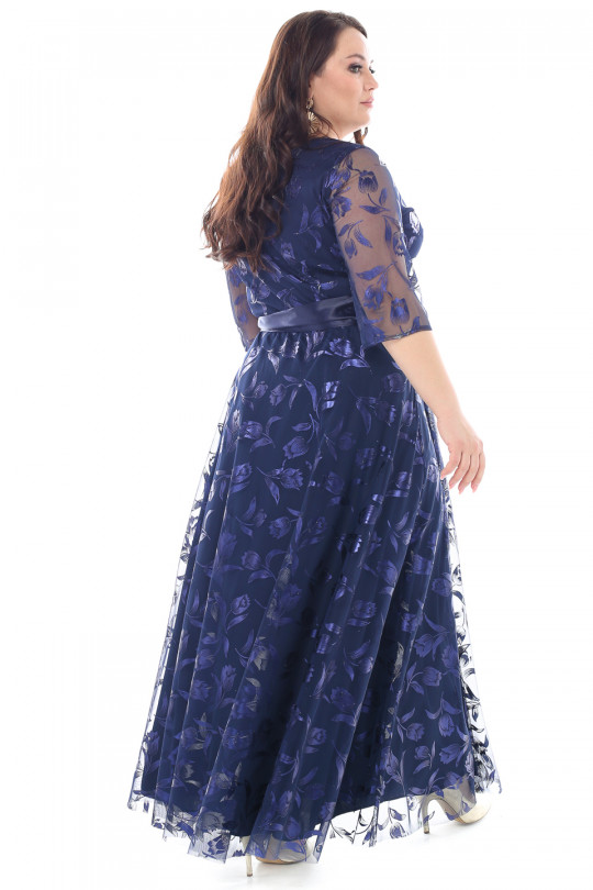 Синее вечернее платье большого размера Арт. 1399