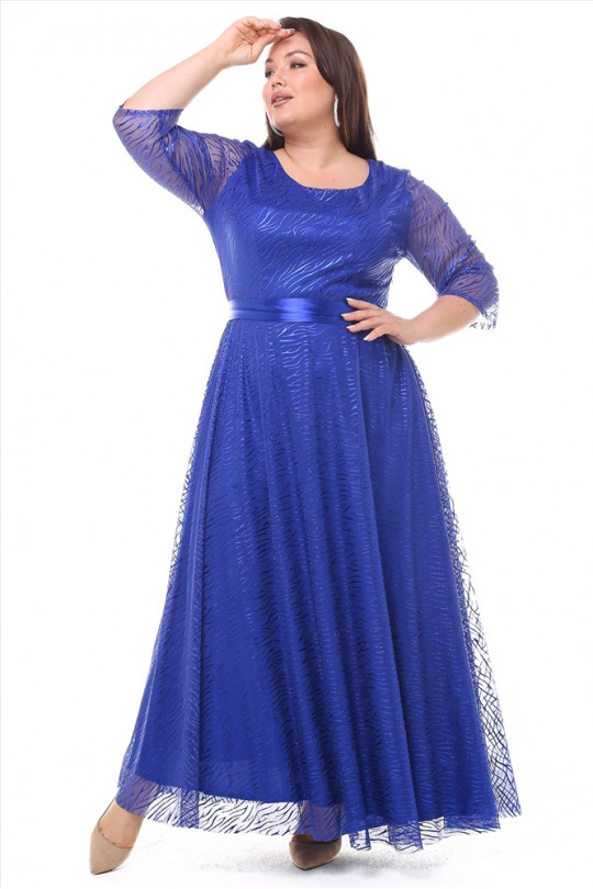 Ярко синее вечернее платье большого размера Арт. 1465