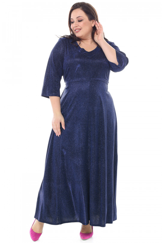 Синее вечернее платье в пол Арт. 1489