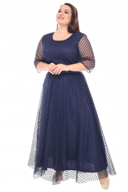 Темно синее вечернее платье большого размера Арт. 1509