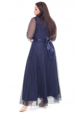 Темно синее вечернее платье большого размера Арт. 1509