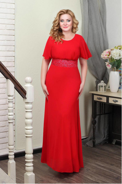 Красное платье в пол из шифона  Арт. 846